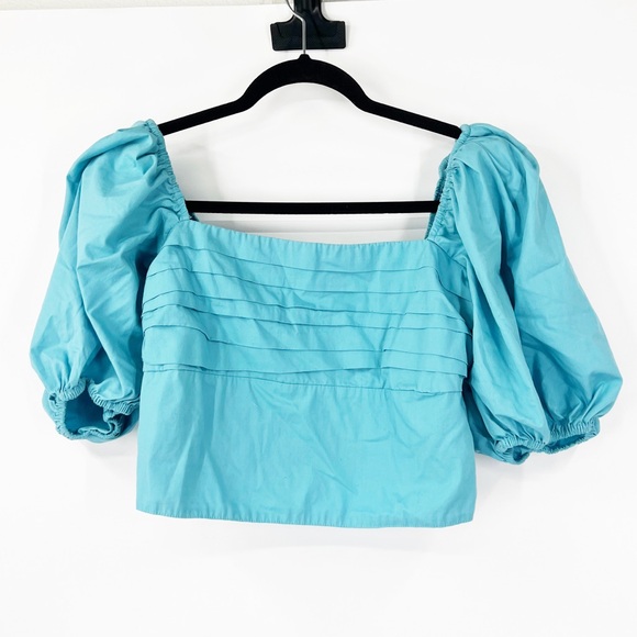 Abercrombie & Fitch Tops - Abercrombie & Fitch Blue Puff Sleeve Crop Top